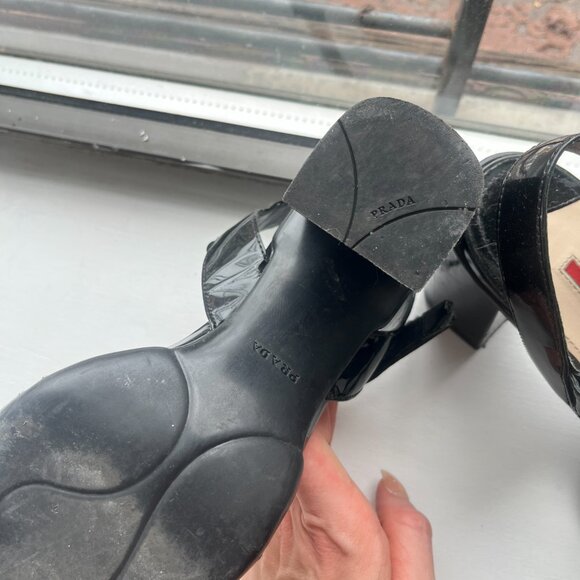 Prada Patent Leather Heeled Sandals | Size US 7 / EU 37 - Picture 9 of 16